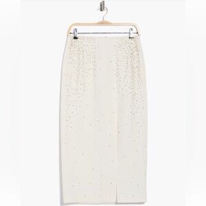 TWP Ladylike Crystal Embellished Pencil Skirt White Size 8 NWT $1095